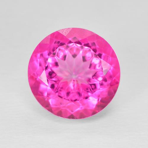 7.05ct 天然 艳粉色 黄玉, 圆形的, VVS
