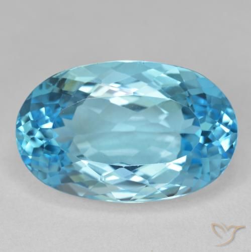 22.20ct 天然 瑞士蓝 黄玉, 椭圆形, VVS-VS