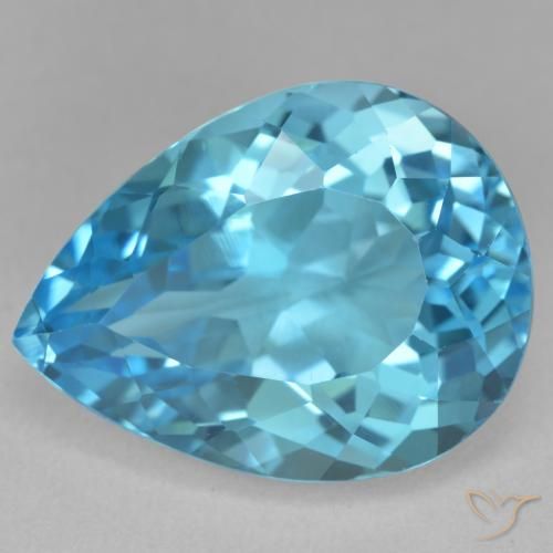 22.29ct 天然 瑞士蓝 黄玉, 梨形, VVS-VS
