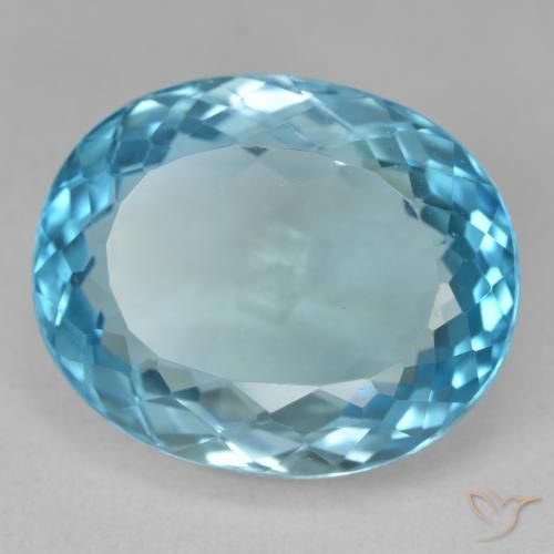 23.45ct 天然 瑞士蓝 黄玉, 椭圆形, VVS-VS