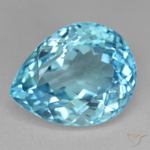 21.84ct 天然 瑞士蓝 黄玉, 梨形, VVS-VS