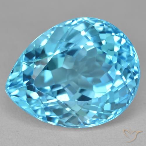 27.19ct 天然 瑞士蓝 黄玉, 梨形, VVS