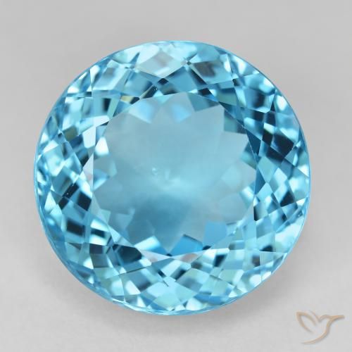 27.45ct 天然 瑞士蓝 黄玉, 圆形的, VVS-VS