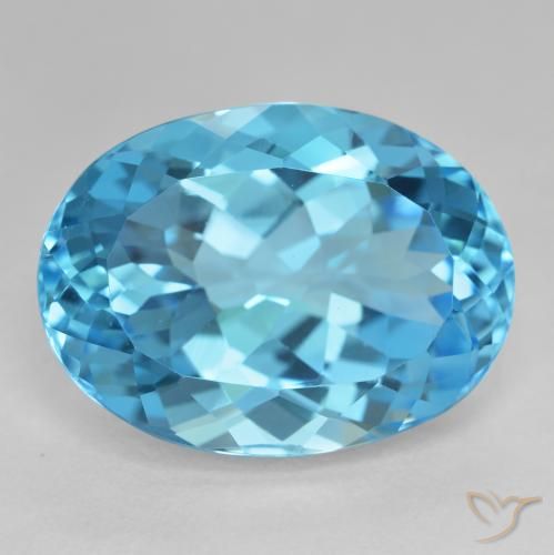 27.52ct 天然 瑞士蓝 黄玉, 椭圆形, VVS-VS