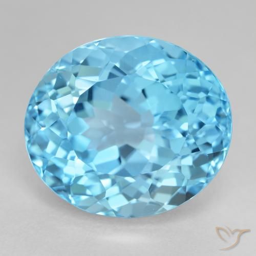 21.10ct 天然 瑞士蓝 黄玉, 椭圆形, VVS-VS