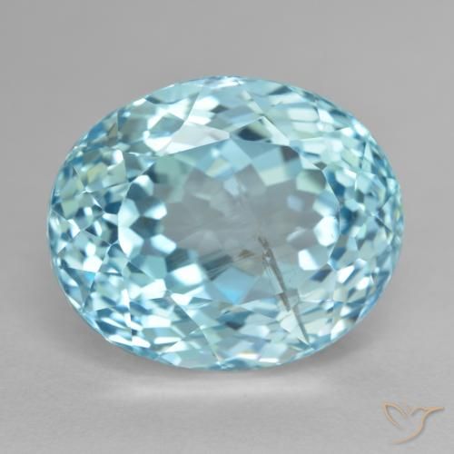 26.66ct 天然 浅绿蓝 黄玉, 椭圆形, VS