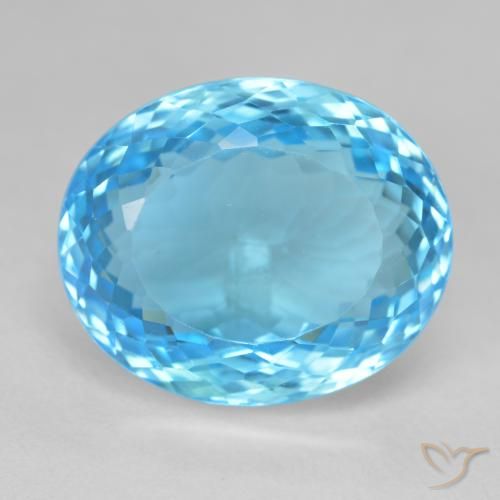 27.63ct 天然 瑞士蓝 黄玉, 椭圆形, VVS-VS
