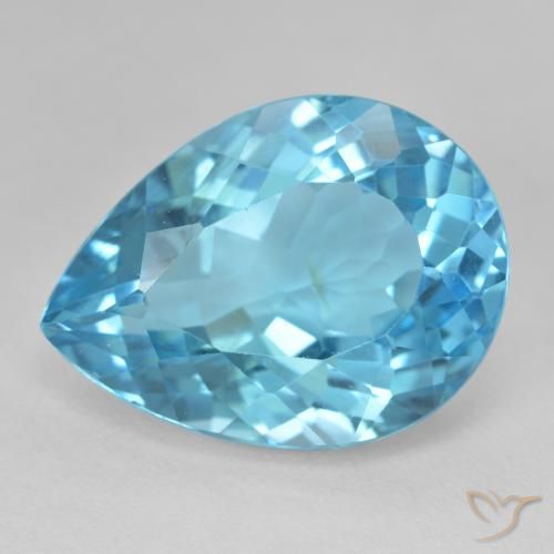 28.60ct 天然 瑞士蓝 黄玉, 梨形, VVS-VS