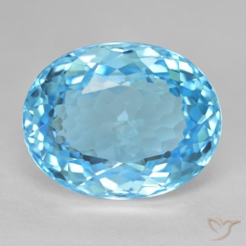 28.06ct 天然 瑞士蓝 黄玉, 椭圆形, VVS-VS