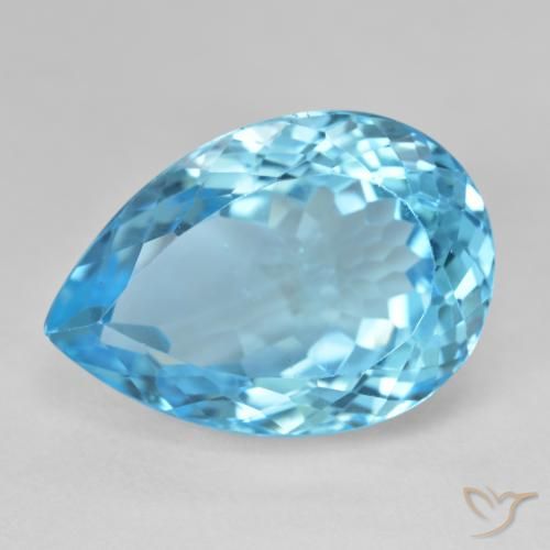 28.78ct 天然 瑞士蓝 黄玉, 梨形, VS