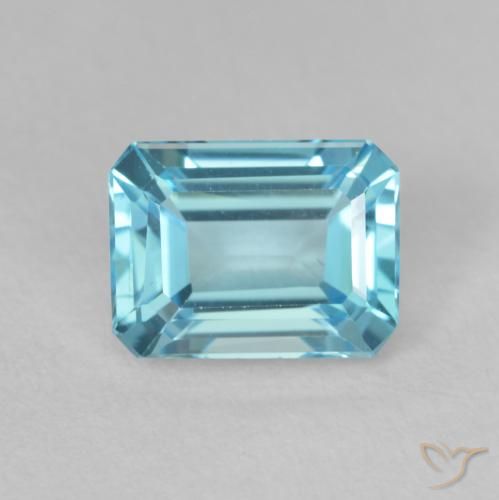 2.00ct 天然 淡天蓝色 黄玉, 祖母绿式切割, VVS