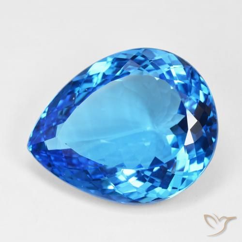 55.81ct 天然 深蓝色 黄玉, 梨形, IF