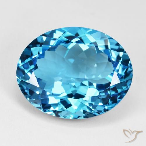 35.58ct 天然 瑞士蓝 黄玉, 椭圆形, VVS