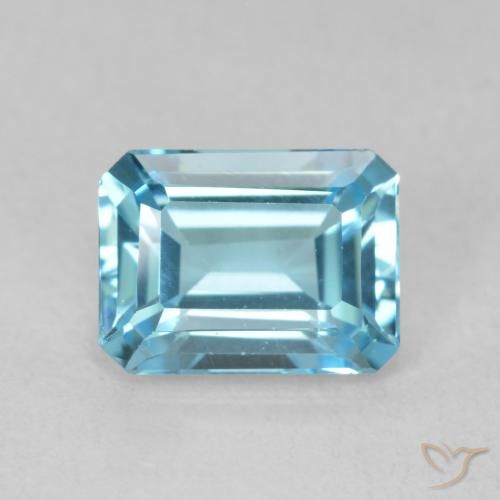 1.80ct 天然 淡蓝色 黄玉, 祖母绿式切割, VVS