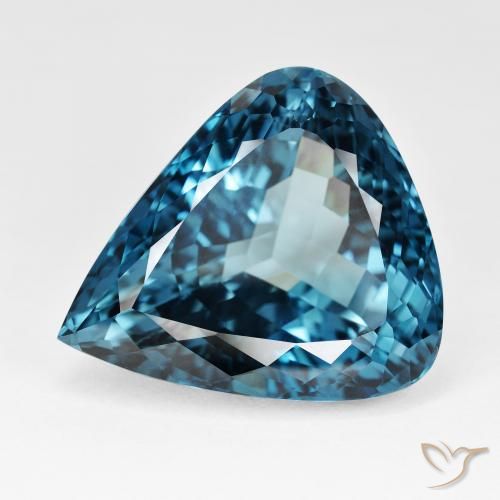 95.69ct 天然 蓝色 黄玉, 梨形, IF