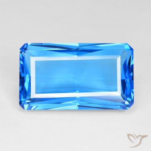 51.23ct 天然 深瑞士蓝 黄玉, 祖母绿式切割, IF