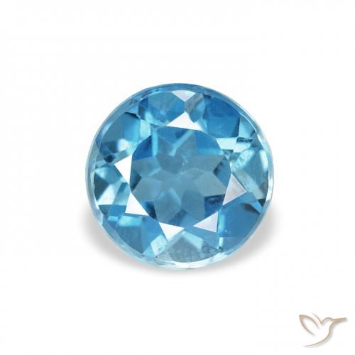 0.88ct 天然 蓝色 黄玉, 圆形的, VS