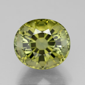3.86克拉天然黄色碧玺，椭圆形切割，9.6×8.7毫米，VVS-VS