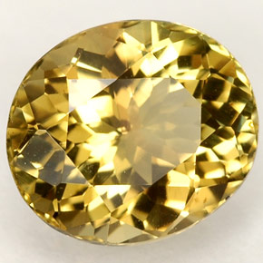 2.25克拉天然黄色碧玺，椭圆形切割，9×7.7毫米，VVS