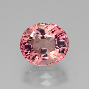 3.43克拉天然粉色碧玺，椭圆形切割，9.7×8.5毫米，VVS
