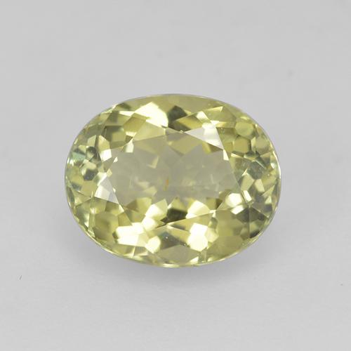 1.25克拉天然黄色碧玺，椭圆形切割，7.6×6.1毫米，VS