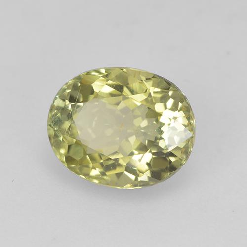 1.25克拉天然黄色碧玺，椭圆形切割，7.6×6.1毫米，VS