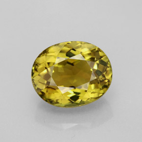 3.97克拉天然黄色碧玺，椭圆形切割，10.4×8.5毫米，VVS