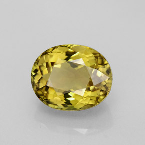 3.97克拉天然黄色碧玺，椭圆形切割，10.4×8.5毫米，VVS