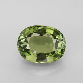 3.72克拉天然绿色碧玺，椭圆形切割，10.6×8.3毫米，VVS