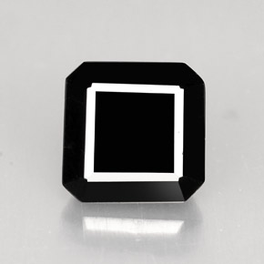 1.23克拉天然黑色碧玺，祖母绿式切割，6.4×6.3毫米，不透明