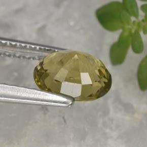 0.92克拉天然黄色碧玺，椭圆形切割，6.7×5.2毫米，VVS-VS