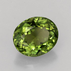 1.85克拉天然绿色碧玺，椭圆形切割，8.4×7毫米，VVS