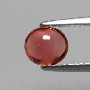 1.00克拉天然红色碧玺，椭圆形切割，6.6×5.9毫米，透明