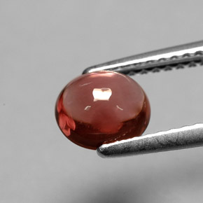 1.00克拉天然红色碧玺，椭圆形切割，6.6×5.9毫米，透明