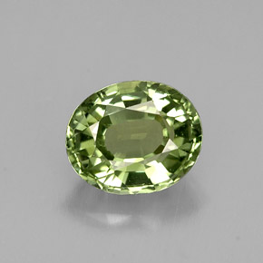1.39克拉天然绿色碧玺，椭圆形切割，7.6×6.3毫米，VVS