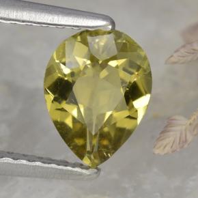 0.85克拉天然黄色碧玺，梨形，7.9×6毫米，VVS-VS