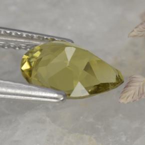 0.85克拉天然黄色碧玺，梨形，7.9×6毫米，VVS-VS