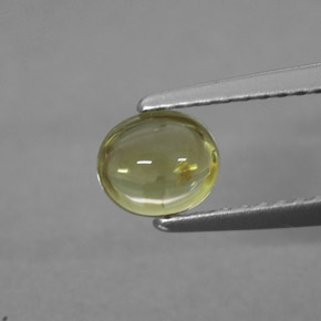 0.62克拉天然黄色碧玺，椭圆形切割，5.6×4.9毫米，透明