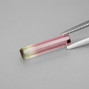 1.60克拉天然多色碧玺，祖母绿式切割，14×3.4毫米，VS
