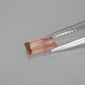 0.79克拉天然双色碧玺，长方形切工，7.6×3.7毫米，VVS