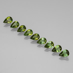 天然绿色碧玺，梨形，6×4.1毫米，VVS-VS
