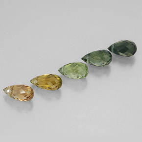 2.46天然多色碧玺，水滴珠形切工，6.2×3.5毫米，VVS-VS