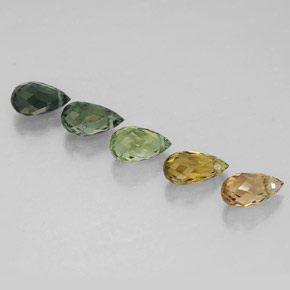 2.46天然多色碧玺，水滴珠形切工，6.2×3.5毫米，VVS-VS