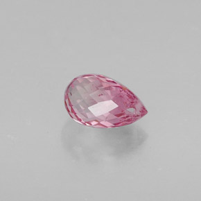 0.74克拉天然粉色碧玺，水滴珠形切工，6.5×4毫米，VS
