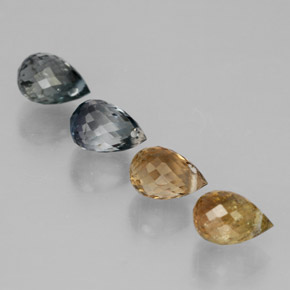 3.54天然多色碧玺，水滴珠形切工，6.4×4.4毫米，VVS-VS