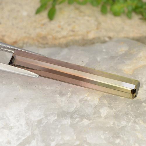 4.63克拉天然双色碧玺，祖母绿式切割，26.8×4.9毫米，VVS-VS