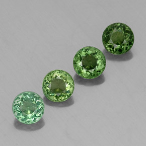 天然绿色碧玺，圆形切割，4.78毫米，VVS-VS