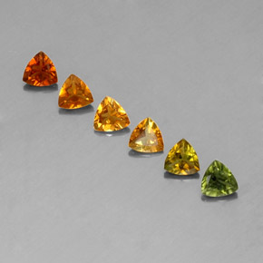 天然多色碧玺，三角形，4.1×4.1毫米，VVS-VS