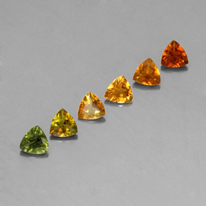 天然多色碧玺，三角形，4.1×4.1毫米，VVS-VS