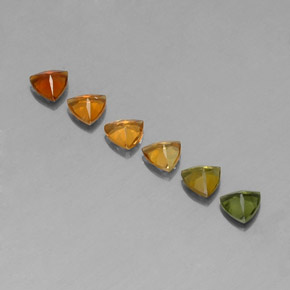 天然多色碧玺，三角形，4.1×4.1毫米，VVS-VS